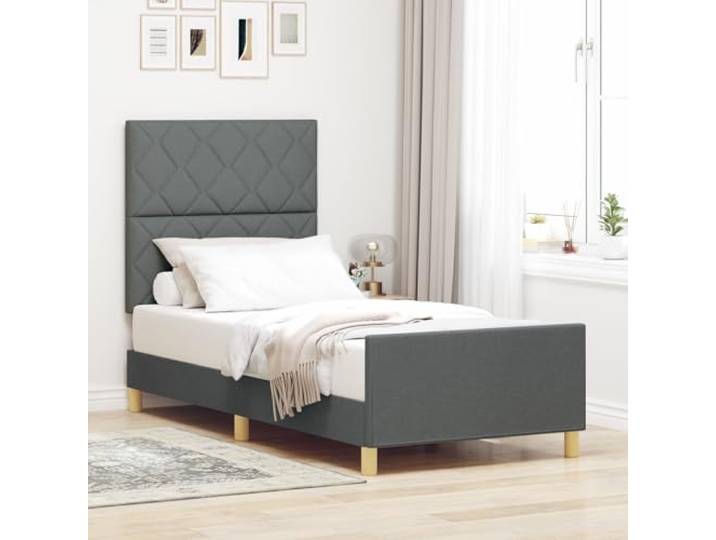 SKTQYQO Bett Dunkelgrau Bett Multifunktionales Bett Hotel Bettrahmen Geeignet für Hotels und Studios 90x200cm Stoff