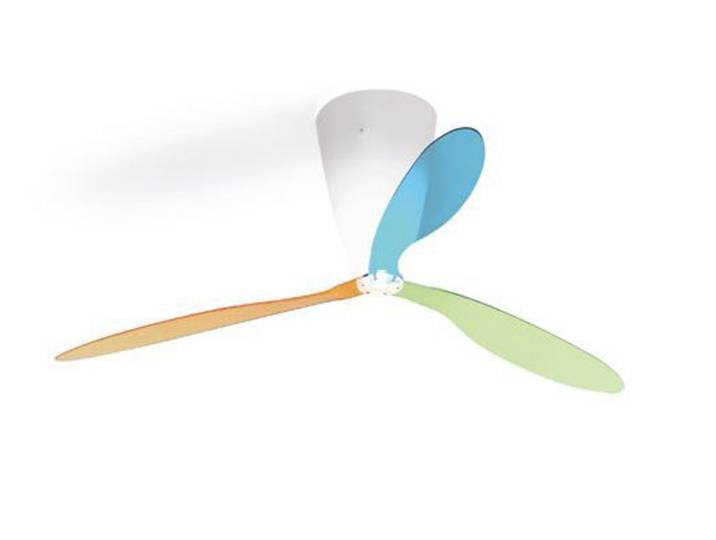 LUCEPLAN lampe au plafond plafonnier / ventilateur BLOW D28 (Multicolor (bleu, vert, orange) - polycarbonate et Méthacrylate)
