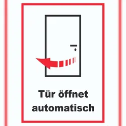 HB-Druck Tür öffnet automatisch Schild A3 Rückseite selbstklebend