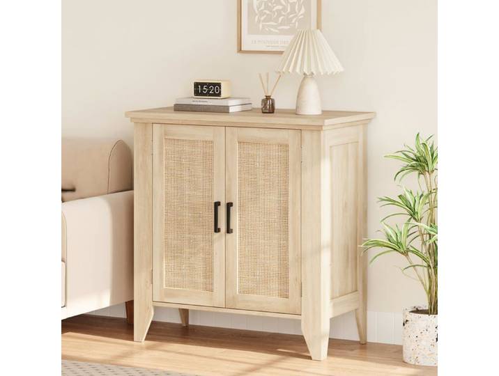 Armoire cuisine plan rotin 2 portes étagère 80x40x76cm cuisine/salon