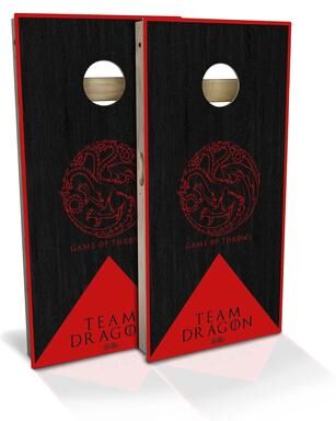 Skip's Garage Game of Throws Team Dragon Outdoor Cornhole Board Set