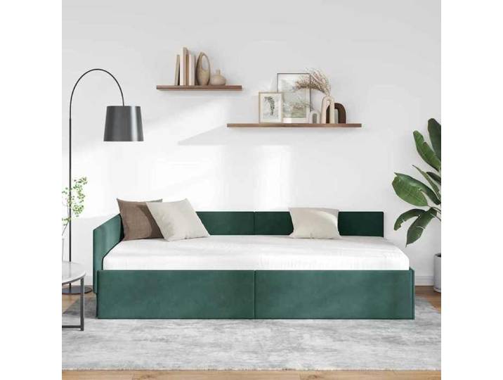 VIDAXL(8806)Cadre de lit d'angle Vert foncé 80 x 200 cm Velours Lit simple Cadre robuste