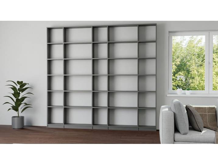 Bibliothèque murale sur mesure avec Pickawood Mélaminé premium Gris basalte