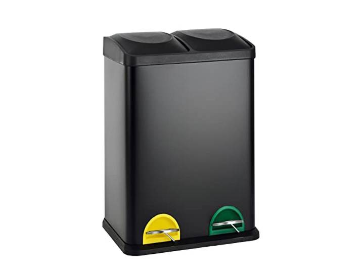 SVITA TC2X20 Küchen-Eimer 40Liter Fassungsvermögen 2x20L Abfalleimer 2er-Mülleimer Mülltrennung Treteimer Schwarz