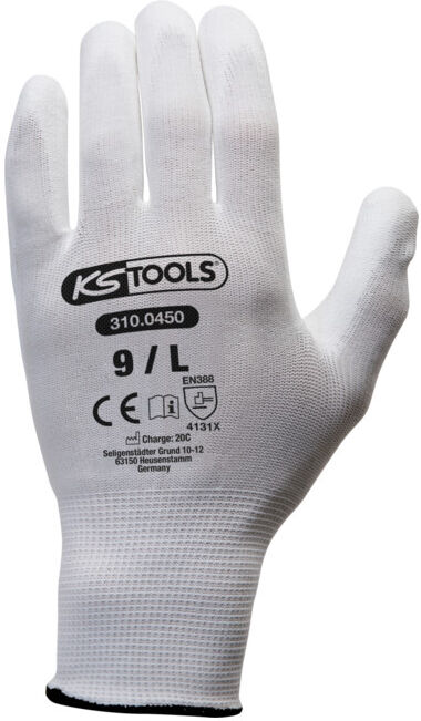 Gant maille fine MICRO, blancs, 12 paires 9 ; KS Tools (310.0450)