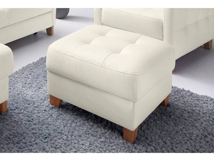 Hocker EXXPO - SOFA FASHION Elio bequemer Sitzkomfort und aufwendiger Detailverarbeitung , weiss (alpine weiß), B:70cm H:45cm T:70cm, NaturLEDER (echtes Rindsleder) in Sitz und Rücken. Korpus in passendem Kunstleder SOFTLUX bezogen;NaturLEDER (echtes Rindsleder) in Sitz und Rücken. Korpus in passendem Kunstleder SOFTLUX bezogen;Vintage Velours, Hocker, Hocker, mit Staufach unter der Sitzfläche