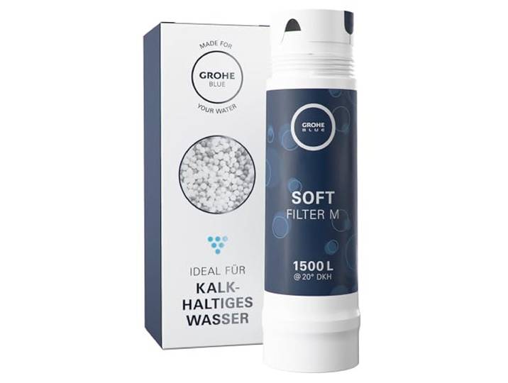 GROHE Blue, Austauschfilter Soft, M-Size mit 1500l Kapazität, 40430001 Reduziert geschmacksstörende Stoffe wie Chlor, Kalk, Mikroplastik im Trinkwasser, für Blue Pure, Professional, Red