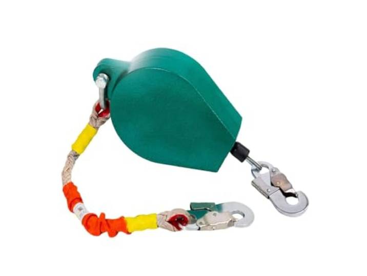 Selbsteinziehende Rettungsleine mit Doppelscheibenbremse, Absturzsicherung mit Ratschenschutz und selbstsicherndem Haken(150KG/40M-131.2 FT)