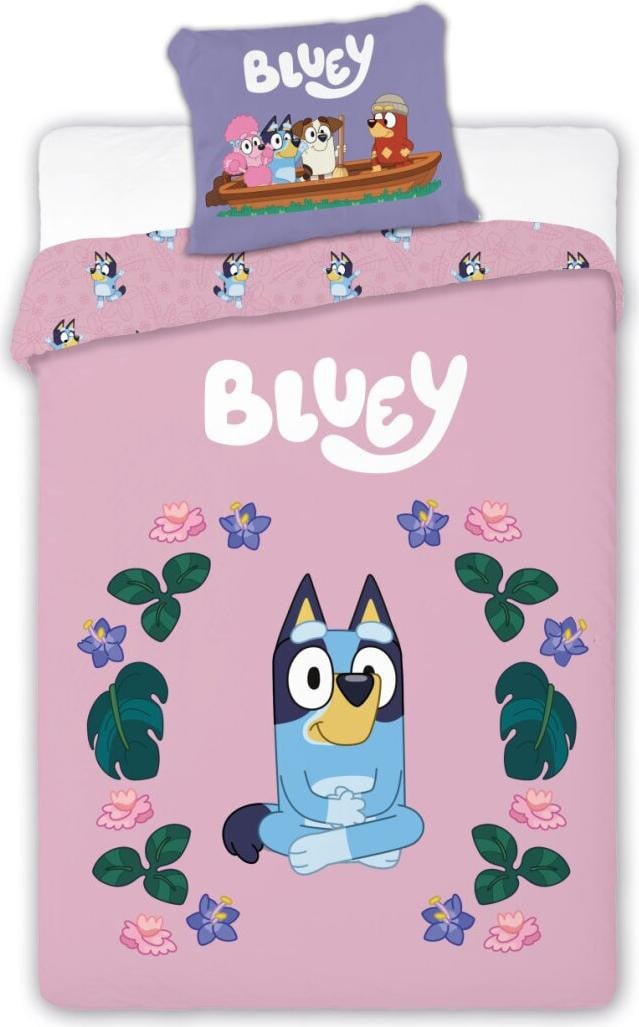 Moose Kinderbeddengoedset met Bluey Bloemendesign, 100 x 135 cm