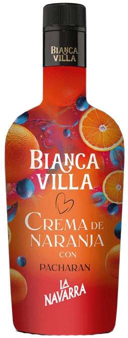 Grupo La Navarra Bianca Villa Pacharan Cream de Naranja 70cl - Licor español suave y aromático