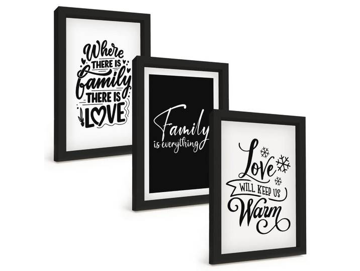 Tulup Bilder SET 3er Set - 20x30 cm Schwarzer Rahmen - Familie, Liebe, Wärme, Zuhause, Kunststoff, Rechteckig, 20x30 cm, Fotografie, Bilder & Rahmen, Bilder