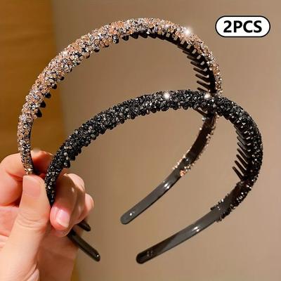 Uplifted Goods Childrens Non Slip Rhinestone Headbands Set 2pcs