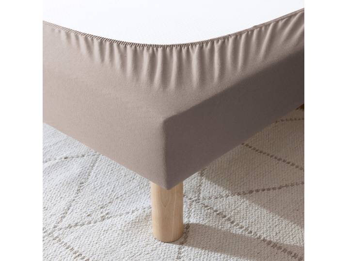 Cache-sommier coton jersey taupe 120x200
