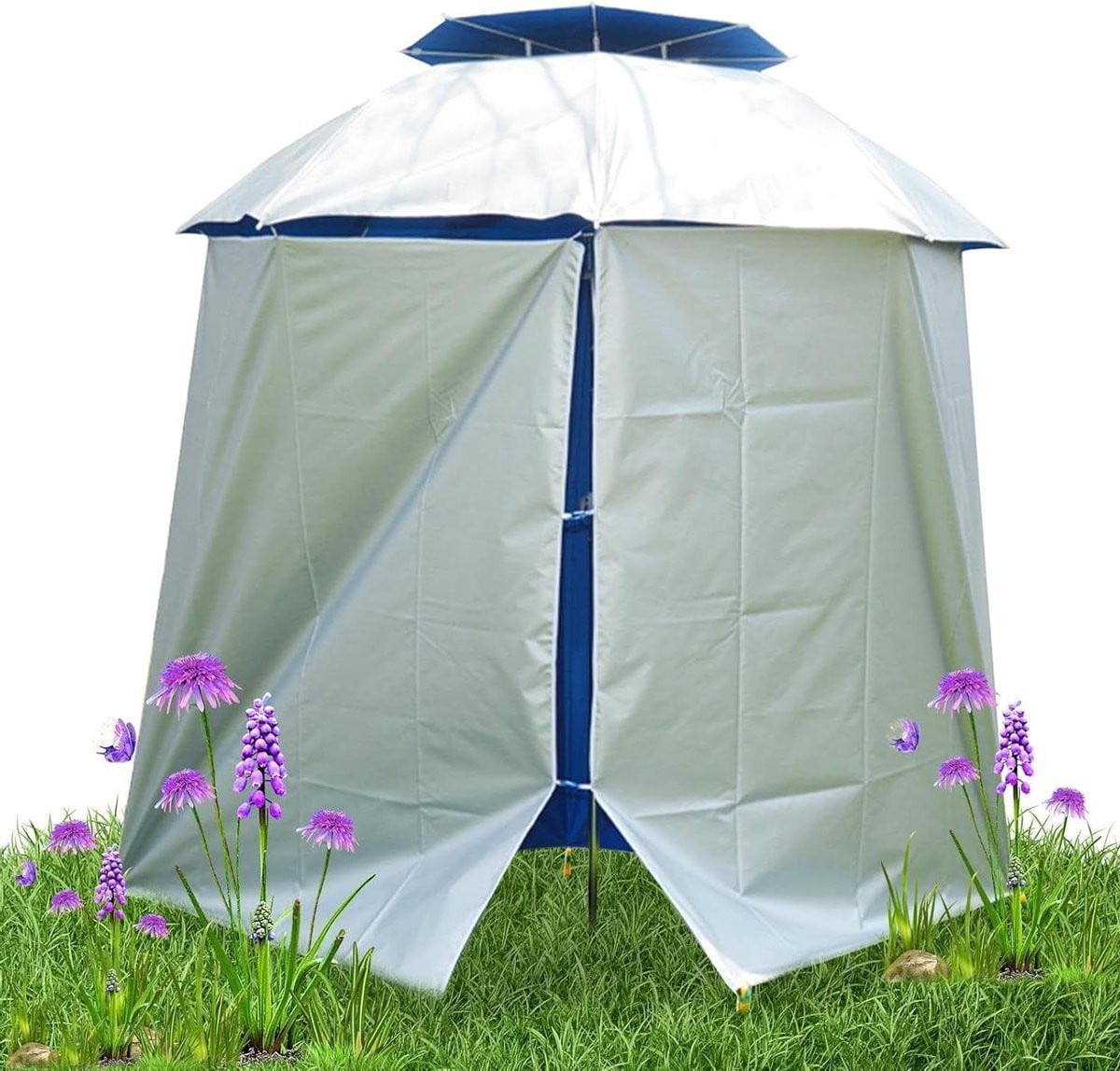Draagbare blauwe parasol voor strand en buiten, tot 2,4 meter met waterdichte hoes
