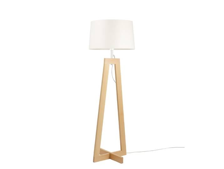 Lampadaire en tissu blanc et en bois h120 aluminor