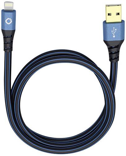 Oehlbach USB-Kabel USB 2.0 USB-A Stecker, Apple Lightning Stecker 0.50m Blau, Schwarz vergoldete Steckkontakte 9321