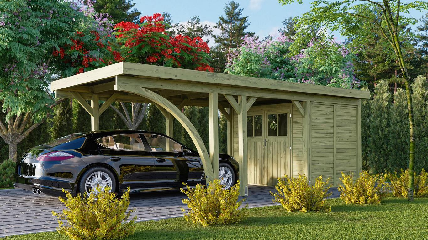 KARIBUHOLZT Carport einzel Classic 2 B inkl.1 Bogen,KDI 318x668x234 08427255
