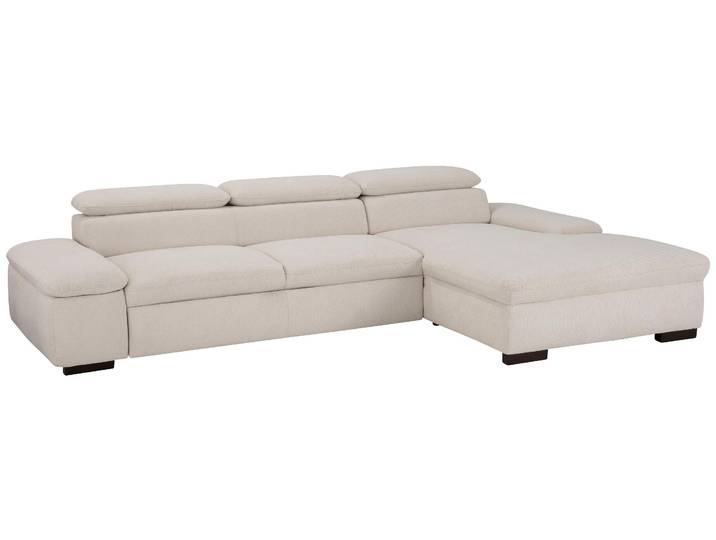 Ecksofa, Luxus-Microfaser, Beige, 286×174 cm, Mit Bettfunktion & Kopfteilverstellung, Klassisch, Home Affaire