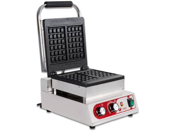 Beeketal 'BWA-11' Profi Gastro Waffeleisen mit antihaftbeschichteten Backplatten (2 x Rechtecke), Edelstahl Gehäuse, 50-250 °C, Timer: 0-5 Minuten, Waffelautomat für z.B. belgische Waffeln