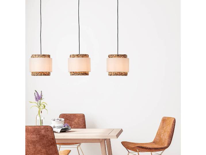 Pendelleuchte II 110 x 120 x 25cm Braun/Beige Leinen E27