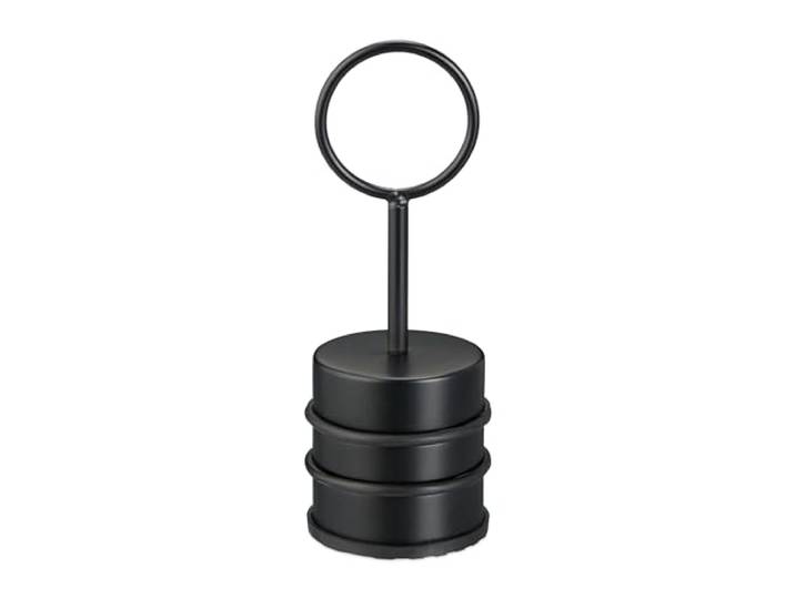 Relaxdays deurstopper, met handvat, rvs & rubber, zwart