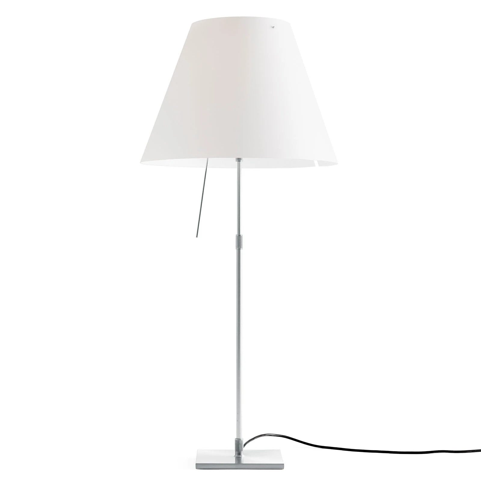 Luceplan Costanza Tafellamp met Dimmer - Aluminium/Wit - Designer Tafellamp met Lampenkap