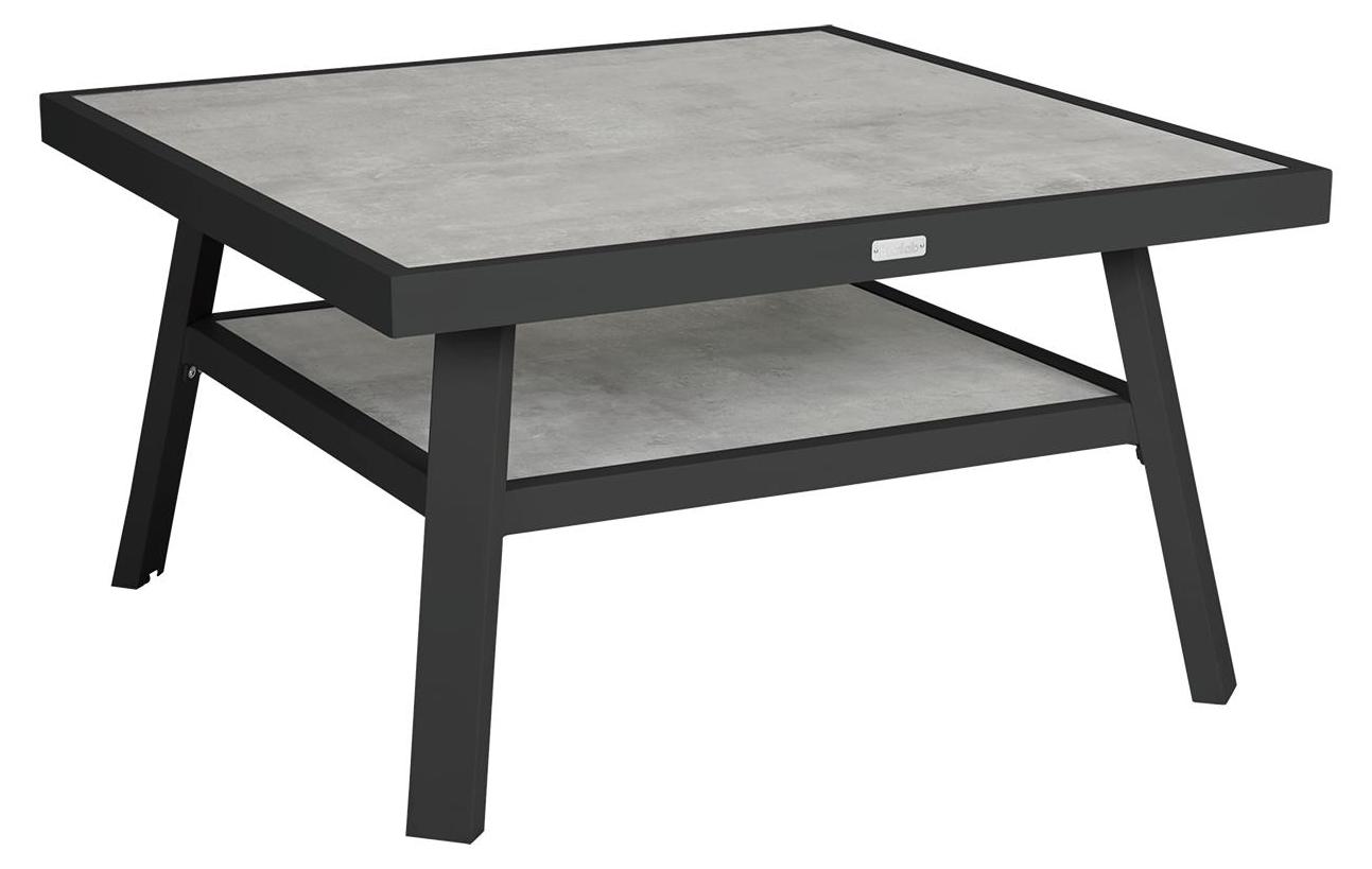 Loungetisch Samvaro 90 x 50 x 90 cm Aluminium Glas Anthrazit