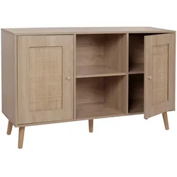 Décoshop26 - Sideboard mit Staufächern zwei Türen aus Kubu-Rattanholz Melamin-Eichenoptik 04_0005992 04_0005992