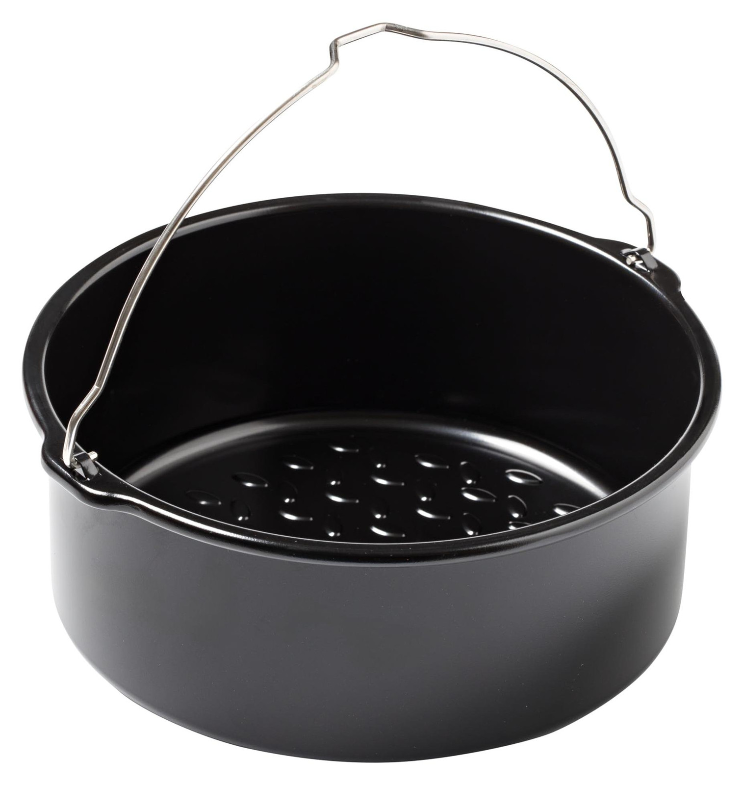 Pyrex Airfryer Metal Ronde Ovenschaal met Handvat, Zwart, B/D/H: 20 x 19 x 7,5 cm