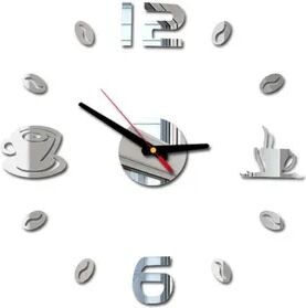 Daily Discovery DIY Digital Wall Clock Modern Home Decor Large Wall Clock Sticker For Kitchen Living Room silver