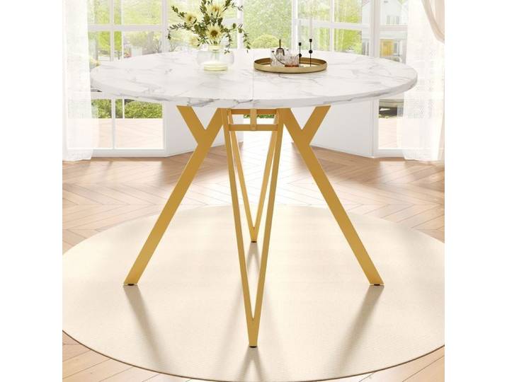 Table à manger ronde (100×100×76cm) table à manger de cuisine table à coucher ronde pour 4 personnes convient pour salle à manger