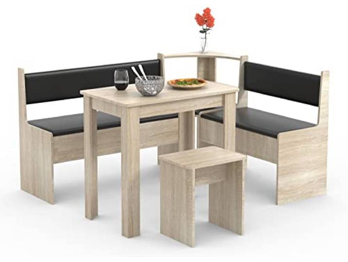 VCM Essgruppe Sonoma-Eiche 153x123x80 cm 2 Fächer Sitzbank Essecke Stauraum Zusätzliche Sitzfläche mit Ablagefach für den Essbereich - Essbereich und Küche - für Singles - Holzwerkstoff