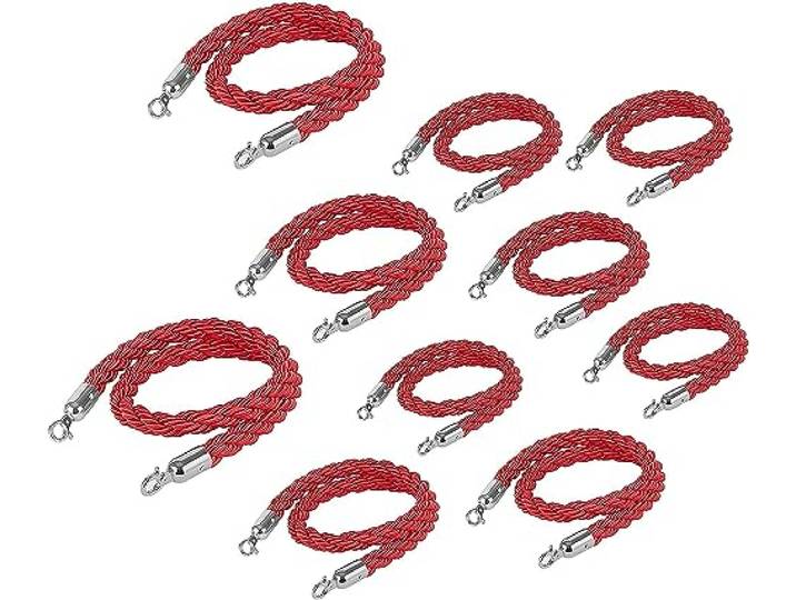 Verdrehtes Warteschlangenabsperrseil mit Haken Hanf geflochten(10 Pack,180Cm/71 in)