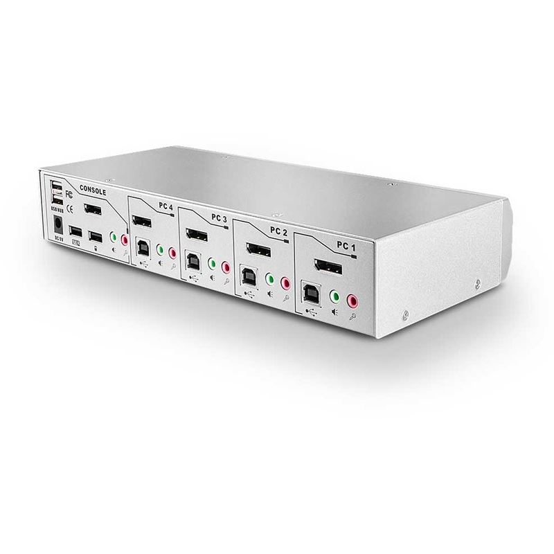 Lindy 4 Port DisplayPort 1.2 KVM Switch Pro Audio USB 2.0