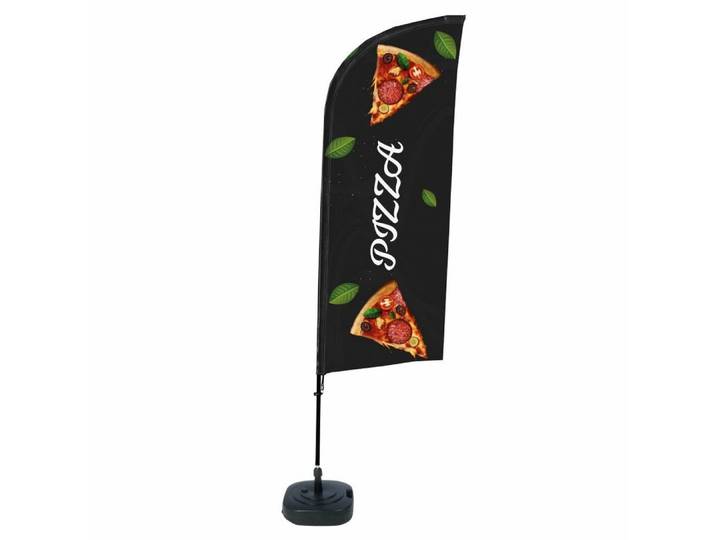 Showdown Displays Standregal Beachflag - Komplett-Set - Pizza - Schwarz, 1-tlg.