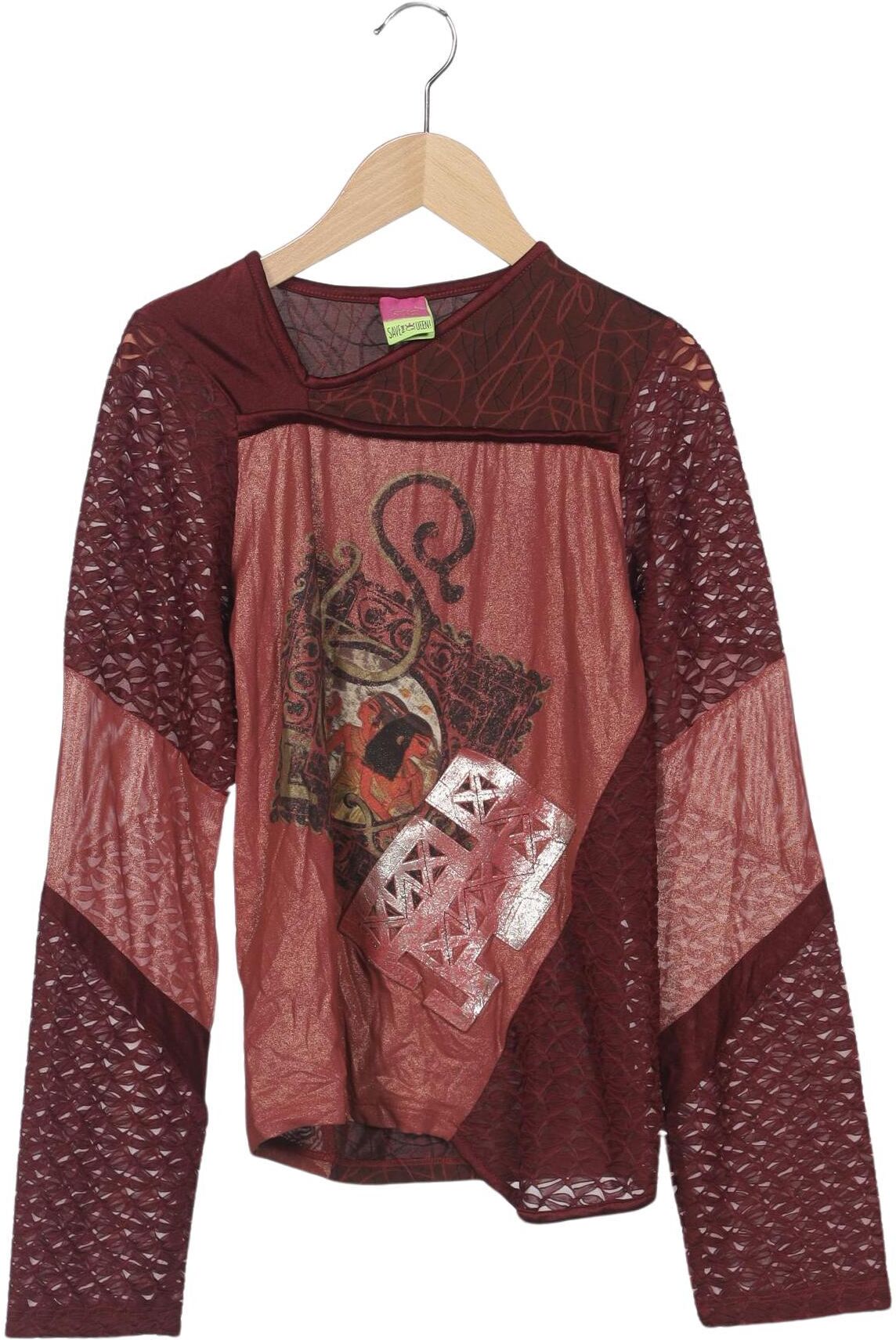 Save THE Queen! Damen Langarmshirt, Rot, Gr. XL, Synthetik / Elasthan / Leder - Second Hand