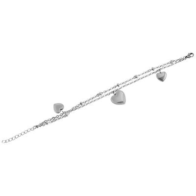 Armband ADELIA´S "Armband – Herz aus Edelstahl 17 cm", silber, Armbänder, Damen, 17cm, Edelstahl, Armband, Ein Geschenk, das Freude macht