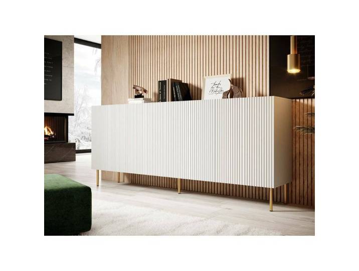 Buffet Cartaxo Dmora en Bois Noble Blanc 42x200x82h cm