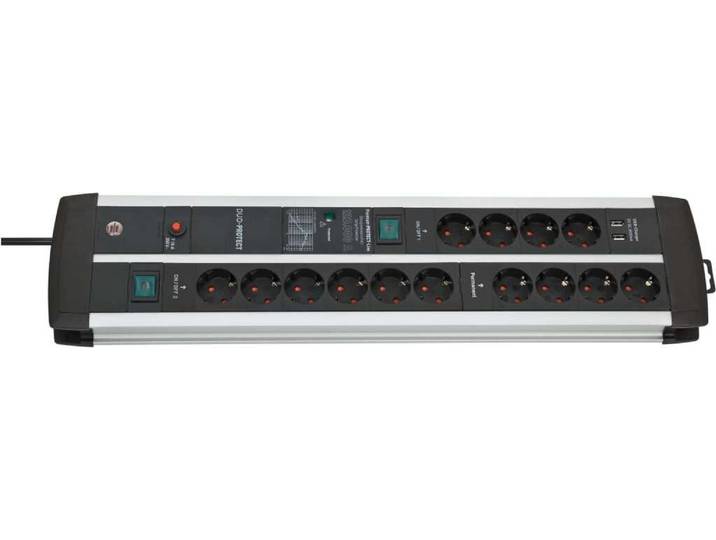 Brennenstuhl 1392000232 power extension 3 m 14 AC outlet(s) Indoor Black\, Silver