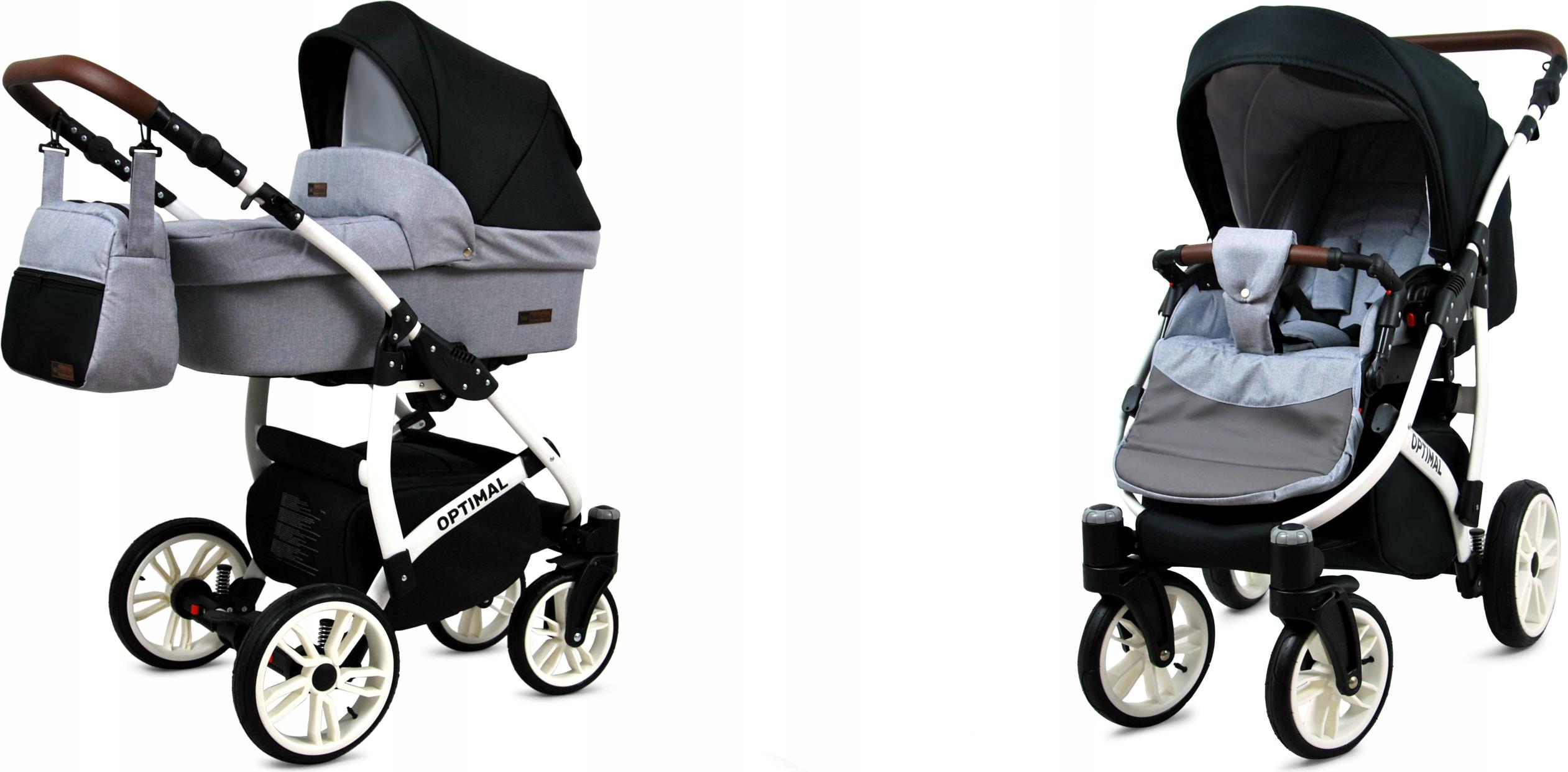 BabyLux Optimal | 2in1 Kinderwagen Set | Silver Flex Black | Kombikinderwagen | Kinderwagenset