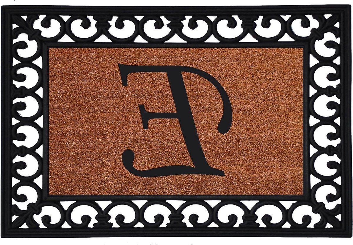 Deurmat Monogram E Kokosmat met Duurzame Rubberen Basis - 48 x 63 cm