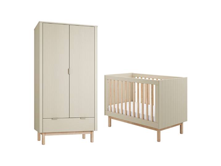 Lit évolutif 60x120 et armoire 2 portes Pinio Miloo Champagne