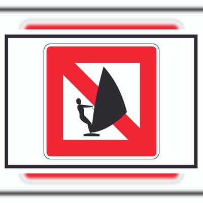 HB-Druck Windsurfen verboten Segelsurfen verboten Symbol A3 (297x420mm)