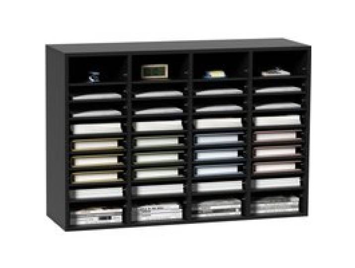 VEVOR Organisateur de Bureau en Bois 100x30,5x68 cm Trieur de Documents à 36 Compartiments Corbeille à Courrier Panneau Aggloméré Étagère Amovible Classeur pour Rangement Fichiers Magazines École Noir