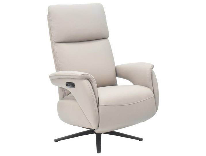 Cantus Relaxsessel Jessica, Hellgrau, Metall, Kombination Echtleder/Lederlook, Rindleder, 74x100x89 cm, Relaxfunktion, Liegefunktion, Netzbetrieb, Wohnzimmer, Sessel, Relaxsessel