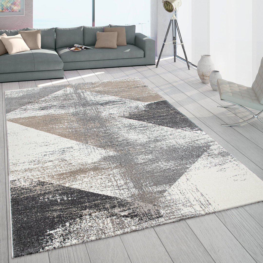 Etta Avenue Brock Short Pile Vintage Design Abstract Pattern Grey/Black/Beige Grey/Black/Beige Rectangle 120 x 170cm