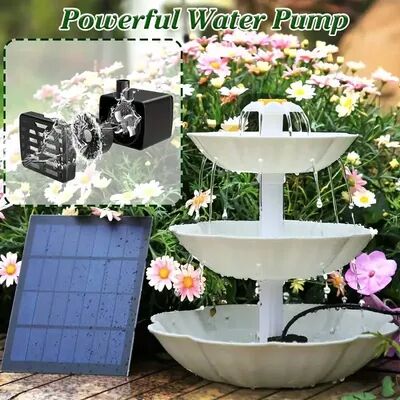 Top Demand Picks 3 Tier Solar Bird Bath Fountain With Detachable 2.5W DIY Pump For Garden Decoration, Outdoor Bird Feeder off White