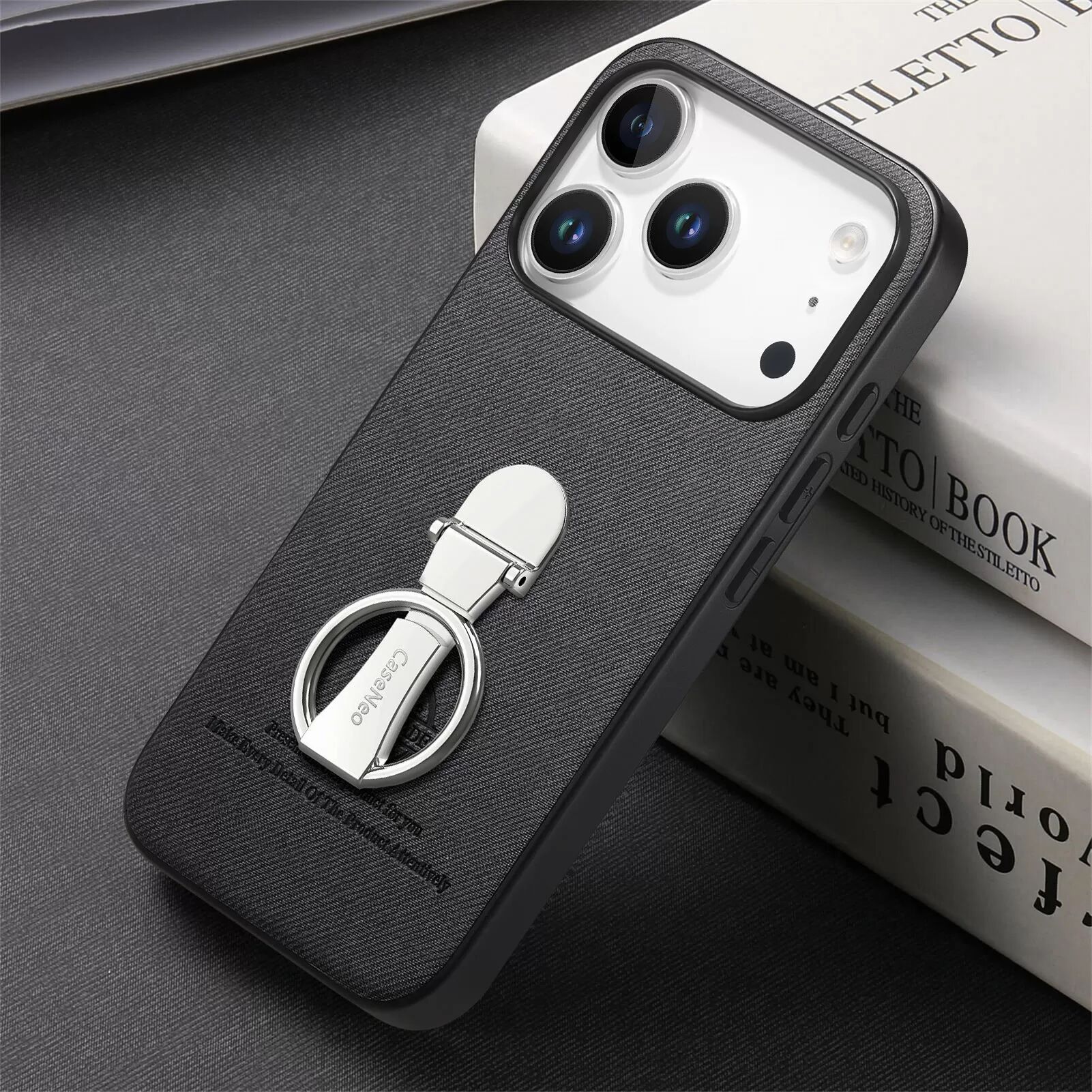 INF Étui rotatif à 360° en cuir PU noir compatible avec iPhone 17 Air