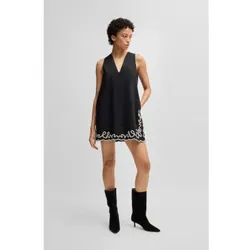 BOSS für Damen. 50540370 Dembrolai Kleid schwarz (S), Lässig, Baumwolle, Ärmellos / Hosenträger