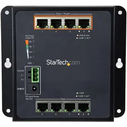 StarTech 8 Port POE Managed Ethernet Switch - 30W per PoE+ Port - Industrieller managed Wandmontage Netzwe... (8 Ports), Netzwerk Switch, Schwarz